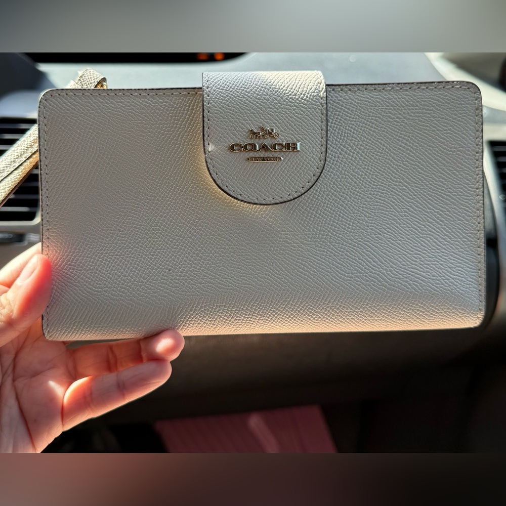 Coach chalk white phone wallet